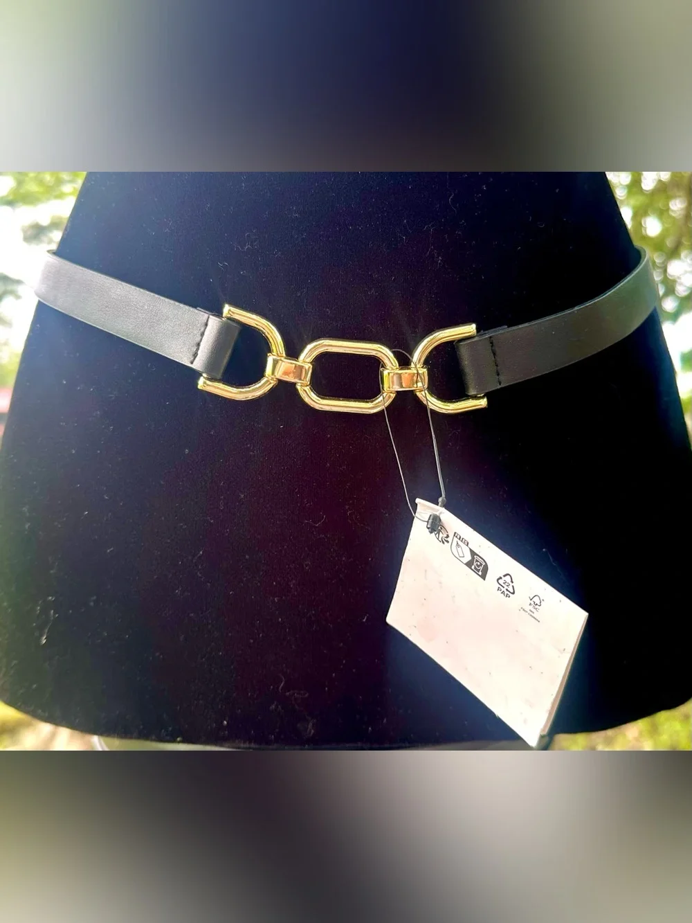 Zara Black Belt with Gold Link Buckle